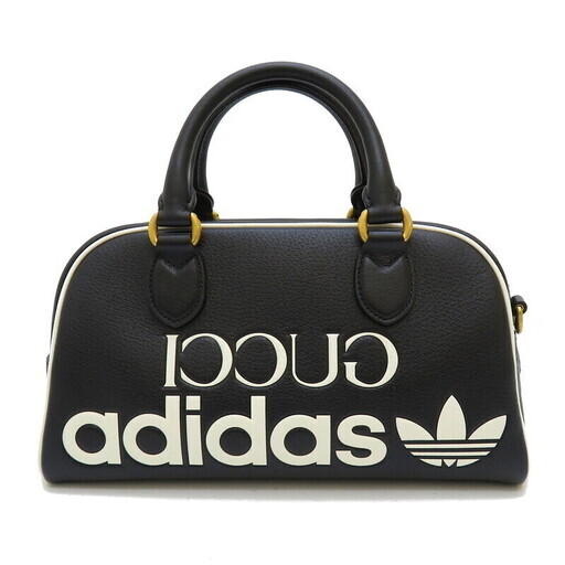 【GUCCI/グッチ】 702397 GUCCI×adidas ミニダッフルバッグ ハンドバッグ レザー ブラック ユニセックス【中古】【真子質店】【BL】【TMaMiK】