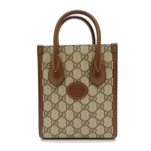 【GUCCI/グッチ】 671623 インターロッキングG ミニトート ショルダーバッグ GGスプリームキャンバス ブラウン/ベージュ レディース【中古】【真子質店】【GD】【IxMoY】