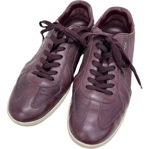 【LOUIS VUITTON/ルイ・ヴィトン】 スニーカー レザー/ナイロン ボルドー（赤紫） メンズ【中古】【真子質店】【GD】【Max】