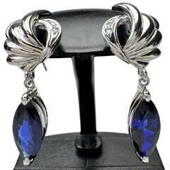 サファイア 1.00/1.20ct ダイヤモンド ピアス K14WGホワイトゴールド 