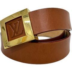 ノマド サンチュール・LVスタンプ M6895Q ベルト レザー/GP ブラウン/ゴールド金具 メンズ【中古】【真子質店】【GD】【IMox】