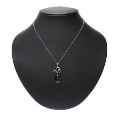 アメジスト ペンダントトップ K14WGホワイトゴールド 14金 3.2g レディース【中古】【真子質店】【NN】【Yx】