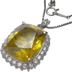 スフェーン 13.87ct ダイヤモンド 計1.09ct ネックレス Pt850プラチナ 