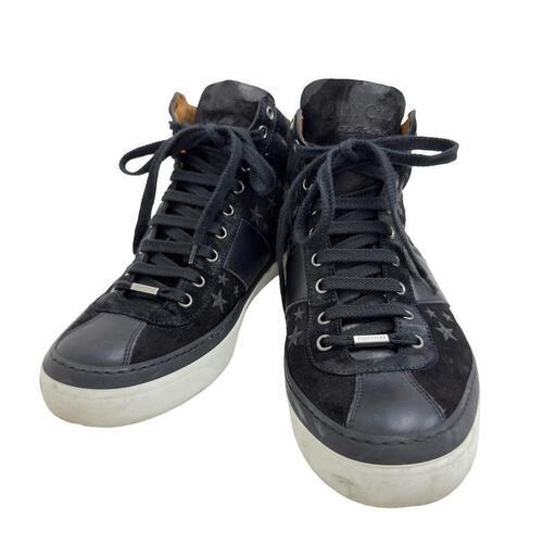 【JIMMY CHOO/ジミーチュウ】 スター ハイカット スニーカー レザー ブラック メンズ【中古】【真子質店】【GD】【SS】