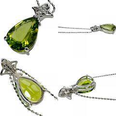 ペリドット 2.63ct ダイヤモンド 計0.05ct ネックレス K18WGホワイト 
