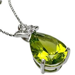 ペリドット 2.63ct ダイヤモンド 計0.05ct ネックレス K18WGホワイト 
