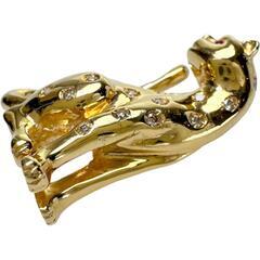 豹/パンサーデザイン ルビー ダイヤモンド計 0.22ct ペンダントトップ 