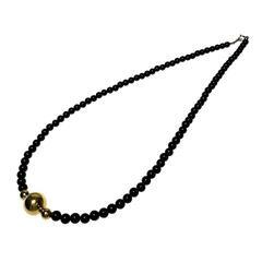 ブラックカルセドニー ネックレス K18ゴールド 18金/ボールも金性確認済み 10.2g 41cm レディース【中古】【真子質店】【NN】【YY】