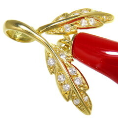 血赤サンゴ/珊瑚 14.51ct ダイヤモンド 計0.19ct ペンダントトップ K18 