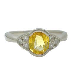 14.5号 イエローサファイア 0.80ct ダイヤモンド 計0.13ct リング 