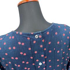 コットンロングワンピース 【45R/フォーティファイブアール】 ワンピース コットン100％ インディゴブルー/レッドドット レディース【中古】【真子質店】【GN】【Kx】