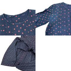 コットンロングワンピース 【45R/フォーティファイブアール】 ワンピース コットン100％ インディゴブルー/レッドドット レディース【中古】【真子質店】【GN】【Kx】