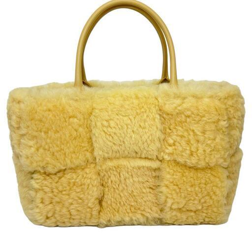 【BOTTEGAVENETA/ボッテガヴェネタ】 スモール　アルコトート 652867 トートバッグ ムートン/レザー ライトイエロー レディース【中古】【真子質店】【BL】【IMoxx】