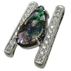 ボルダーオパール 1.72ct ダイヤモンド 計0.20ct ペンダントトップ 
