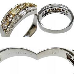 14号 ピンクダイヤ含む マルチカラーダイヤモンド計 1.30ct リング・指輪 K18WGホワイトゴールド 18金 5.5g レディース【中古】【真子質店】【NN】【DTx】