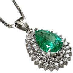 エメラルド 1.69ct ダイヤモンド計 0.57ct ネックレス Pt850プラチナ