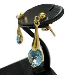 ブルートパーズ  ピアス K18ゴールド 18金 1.3g レディース【中古】【真子質店】【NN】【MiMo】