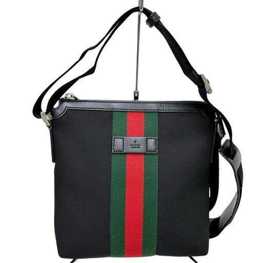 【GUCCI/グッチ】 シェリーライン ショルダーバッグ ナイロン/キャンバス ブラック ユニセックス【中古】【真子質店】【BL】【YDS】