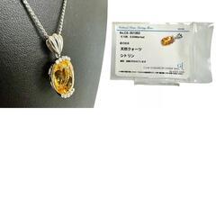 シトリン 6.108ct ダイヤモンド 計0.05ct ペンダントトップ Pt900 