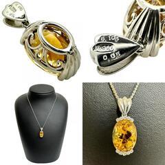 シトリン 6.108ct ダイヤモンド 計0.05ct ペンダントトップ Pt900 
