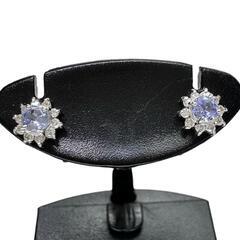 薄青石 ダイヤモンド 計0.05×2ct ピアス K18WGホワイトゴールド 18金 0.9g レディース【中古】【真子質店】【NN】【IIx】