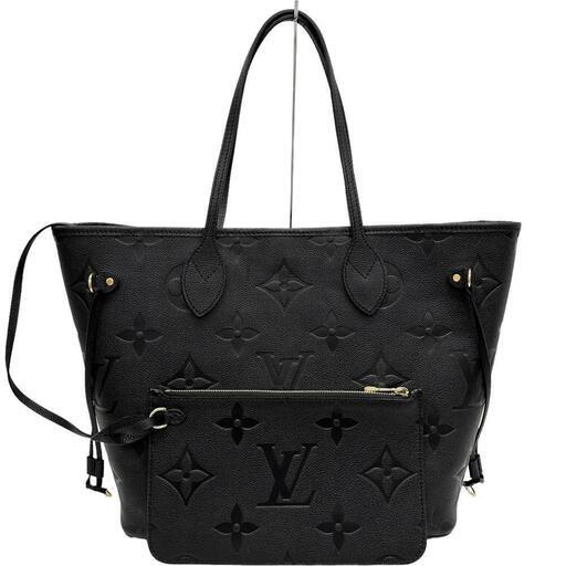【LOUIS VUITTON/ルイ・ヴィトン】 ネヴァーフルMM モノグラムアンプラント M45685 トートバッグ レザー ノワール/ブラック/ゴールド金具/内部ネイビー レディース【中古】【真子質店】【BL】【TDTx】