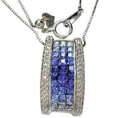 マルチサファイヤ 計1.50ct ダイヤモンド 計0.15ct ネックレス K18WG 