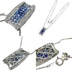マルチサファイヤ 計1.50ct ダイヤモンド 計0.15ct ネックレス K18WG 
