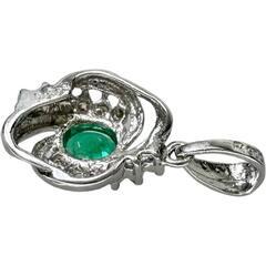 エメラルド 0.20ct ダイヤモンド ペンダントトップ Pt900プラチナ 1.5g レディース【中古】【真子質店】【NN】【IIx】