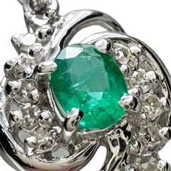 エメラルド 0.20ct ダイヤモンド ペンダントトップ Pt900プラチナ 1.5g レディース【中古】【真子質店】【NN】【IIx】