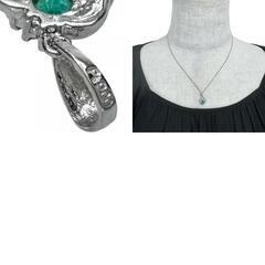 エメラルド 0.20ct ダイヤモンド ペンダントトップ Pt900プラチナ 1.5g レディース【中古】【真子質店】【NN】【IIx】