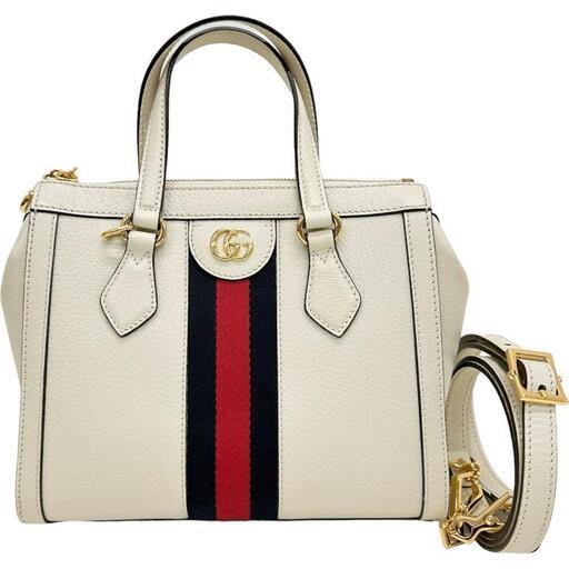 【GUCCI/グッチ】 オフィディア　 719882 2WAY ハンドバッグ ショルダーバッグ レザー ホワイト（アイボリー）/ゴールド金具 レディース【中古】【真子質店】【GD】【IIxx】
