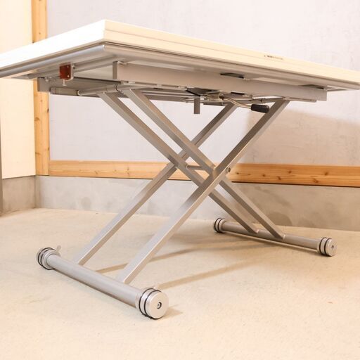 dinos(ディノス)取り扱いの伸長式ガス圧昇降テーブル/ホワイトです