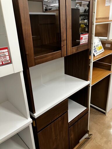 大川家具レンジボードカップボード食器棚80幅キッチンボードNo.547● ※現金、クレジット、スマホ決済対応※