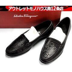 美品 Salvatore Ferragamo パンチング シュー...