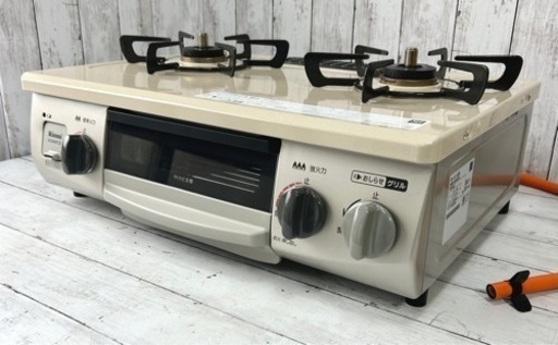 お引取り限定 美品 22年製 リンナイ LPガス用コンロ 2口ガステーブル KG34NPCBR ベージュ