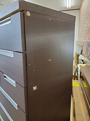 木製ハイチェスト 木目調 7段 引き出し ブラウン ハイチェスト 7段チェスト 引出し8杯 ダークブラウン 木目模様□横幅80