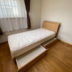 【ネット決済】美品シングルベッド（引出し収納2個付）