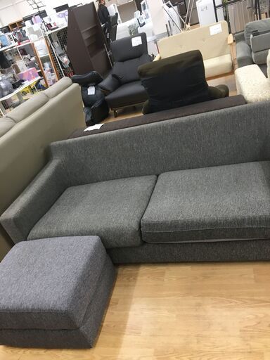 ★ジモティ割あり★  オットマン付きソファ  W182×D84×H61 クリーニング済み SJ5444