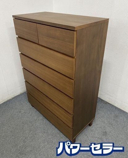 MUJI/無印良品 ウォールナット材 チェスト 6段ワイド 幅80 レール式引出 中古家具 店頭引取歓迎 R8197