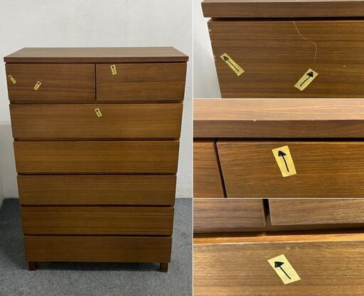 無印良品(MUJI)の木製チェスト6段ワイド・ウォールナット材です