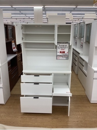 KD-42【新入荷 リサイクル品】ニトリ エトナ105 オープンキッチンボード 白