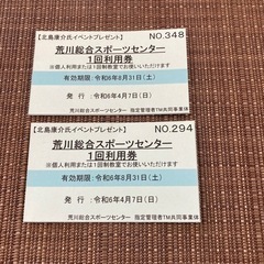 【ネット決済・配送可】荒川総合スポーツセンター 一回利用券✖️２枚