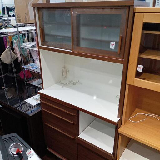 ★【河口家具】レンジボード　家具 収納家具 食器棚、キッチン収納　幅約100cm 10万円位で購入　自社配送時代引き可※現金、クレジット、スマホ決済対応※