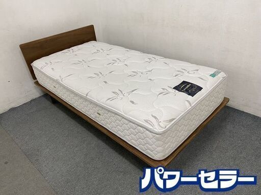 無印良品/MUJI 木製ベッドフレーム ウォールナット材 シングル ヘッドボード マットレスセット 中古家具 店頭引取歓迎 R8210