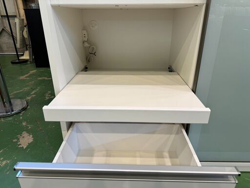 90分の無料軽トラック貸出サービス！ 空しい 【松田家具】2枚扉レンジボード(ホワイト)