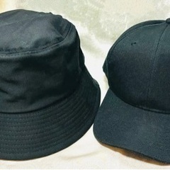 帽子　黒バケハ&黒キャップ　（58cm ）セット