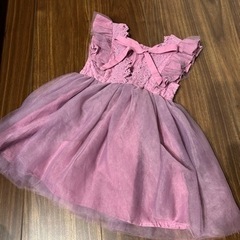 一度だけ使用の美品　80size女の子ドレス紫フワフワ