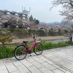 ピンク🩷の外装6段変速、27インチ自転車（美車✨）