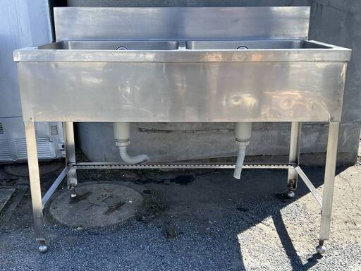 業務用 ステンレス 水切り2槽シンク W1200D600H800 2層 流し台 業務用 ステンレス 水切り2槽シンク W1200D600H800 2層 流し台